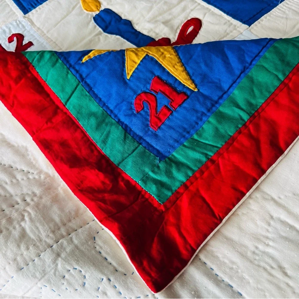 Vintage Handmade Christmas Advent Quilt – 50” x 60” Appliqué Wall Hanging